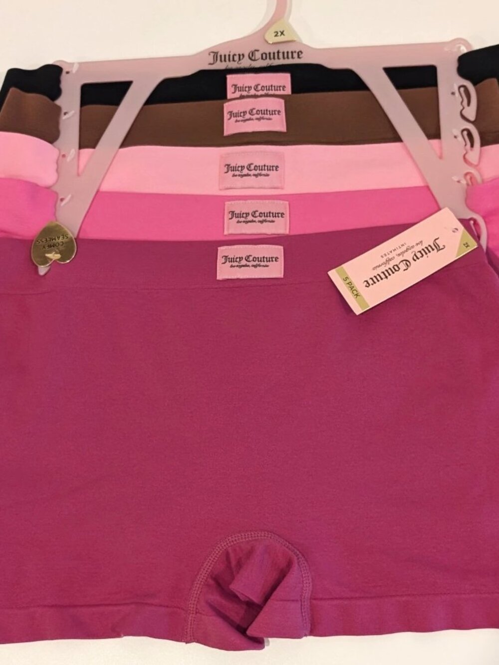 Juicy Couture Intimates Seamless Boy Shorts 5 Pack Womens Plus Size 2X NWT